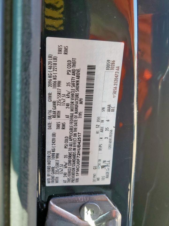 2017 Ford Escape S VIN: 1FMCU0F72HUB42517 Lot: 83999695