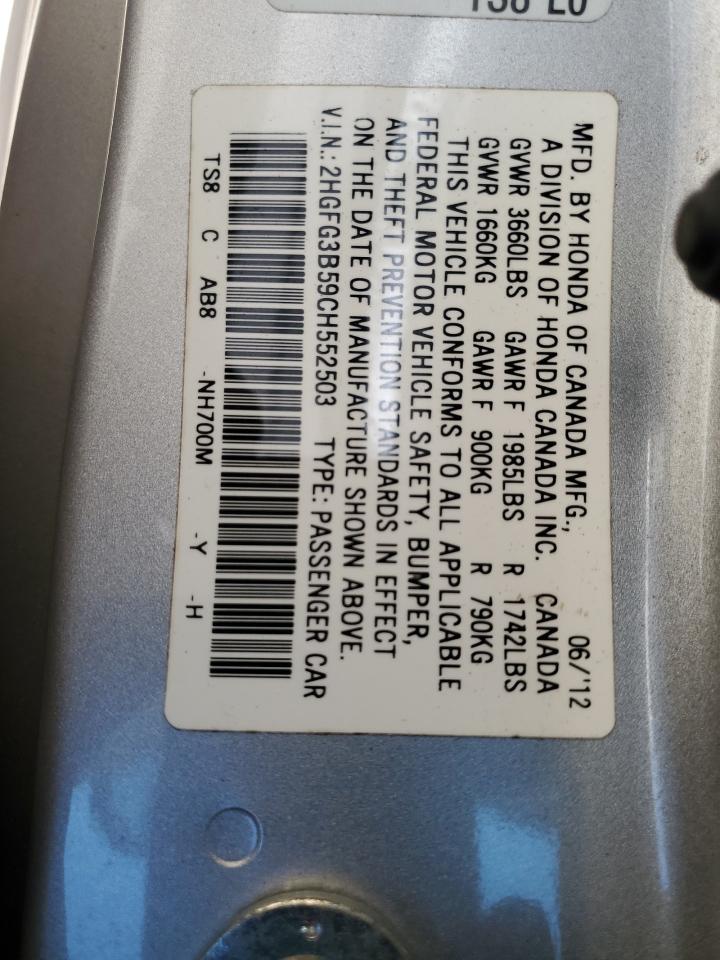 2012 Honda Civic Lx VIN: 2HGFG3B59CH552503 Lot: 84041335