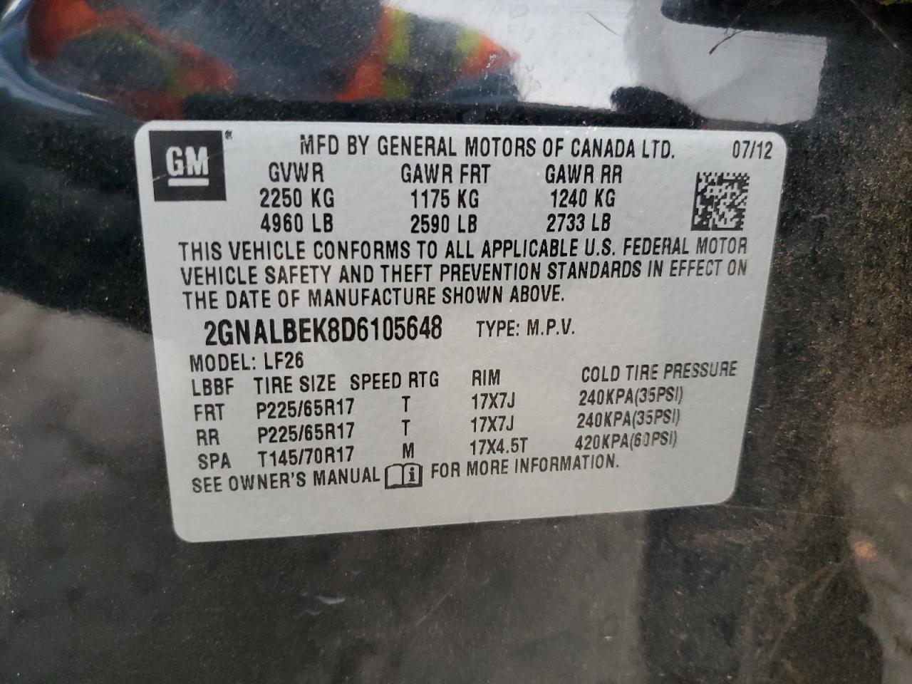 2013 Chevrolet Equinox Ls VIN: 2GNALBEK8D6105648 Lot: 82309815