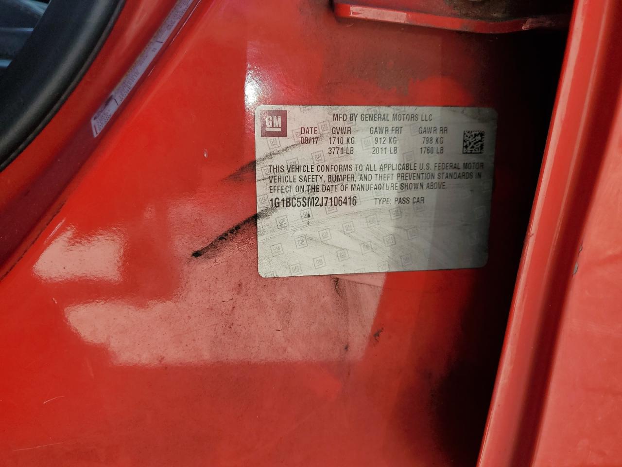 2018 Chevrolet Cruze Ls VIN: 1G1BC5SM2J7106416 Lot: 82236765