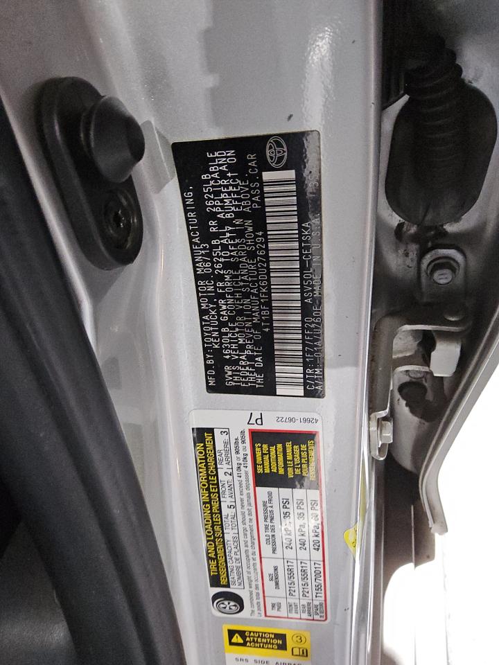 2013 Toyota Camry L VIN: 4T1BF1FK6DU276294 Lot: 84837855