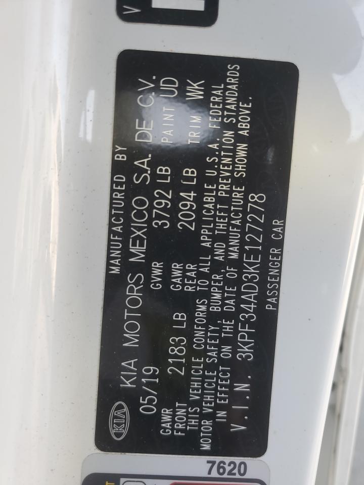 2019 Kia Forte Gt Line VIN: 3KPF34AD3KE127278 Lot: 82560645