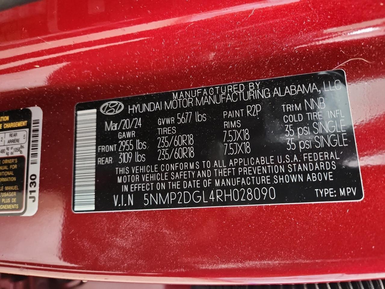 2024 Hyundai Santa Fe Sel VIN: 5NMP2DGL4RH028090 Lot: 86234965