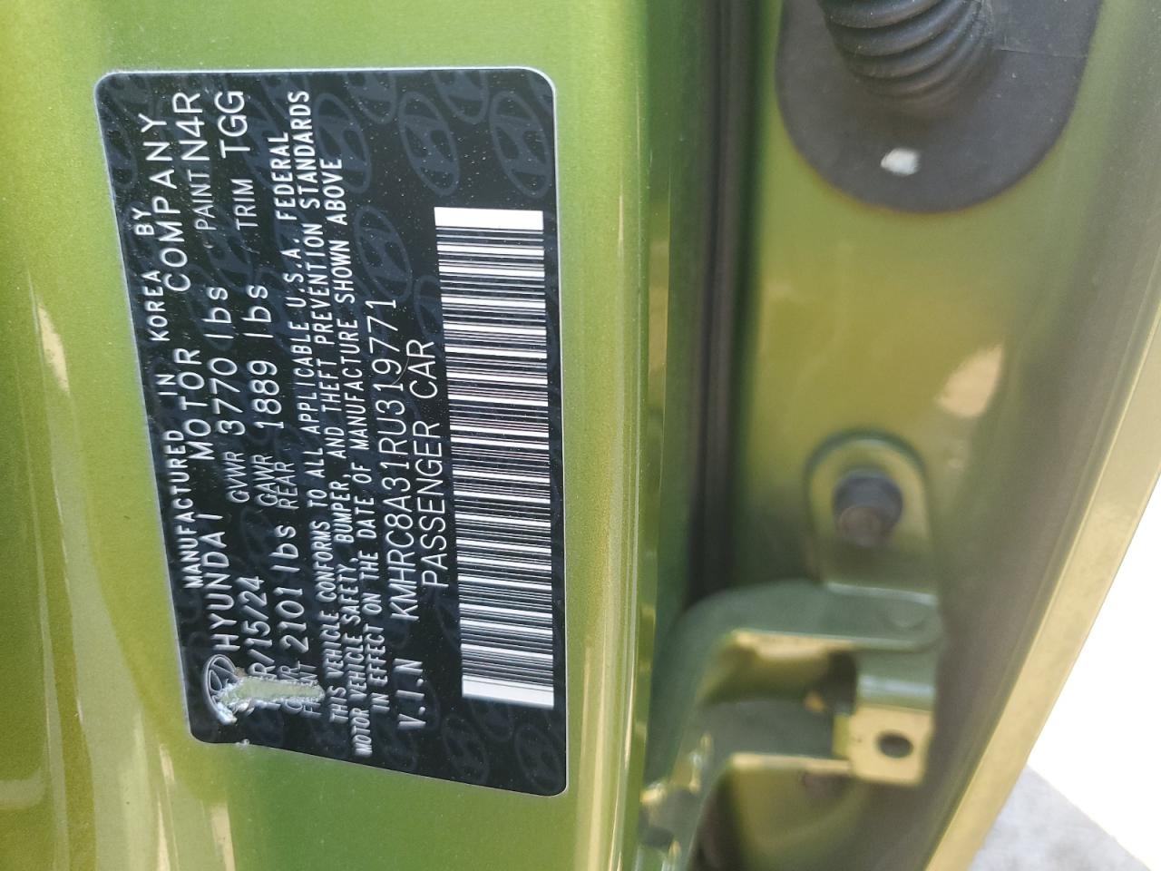 2024 Hyundai Venue Sel VIN: KMHRC8A31RU319771 Lot: 81914135