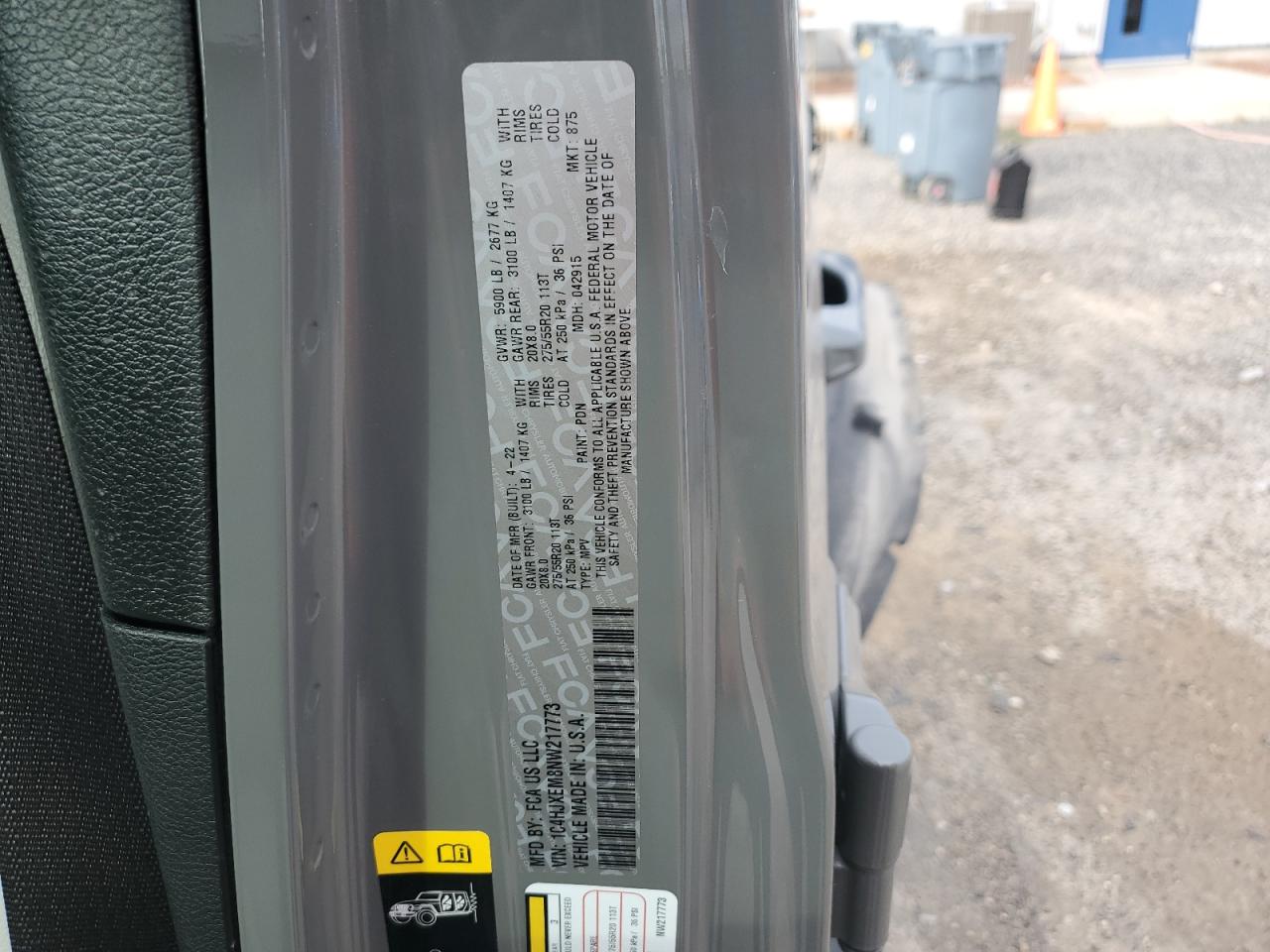 2022 Jeep Wrangler Unlimited Sahara VIN: 1C4HJXEM8NW217773 Lot: 85325825
