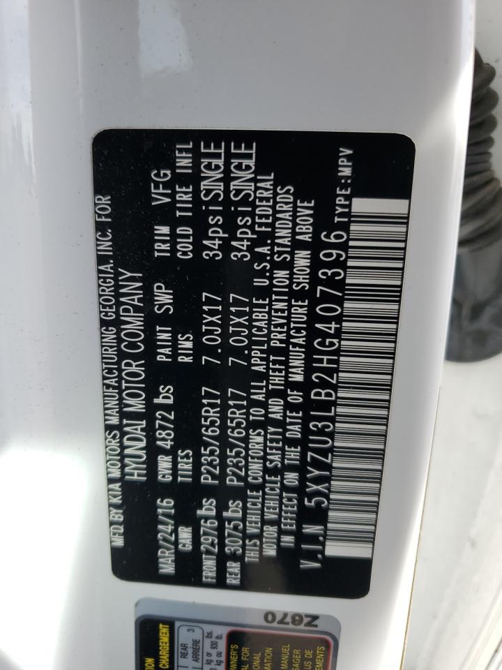 2017 Hyundai Santa Fe Sport VIN: 5XYZU3LB2HG407396 Lot: 82358345