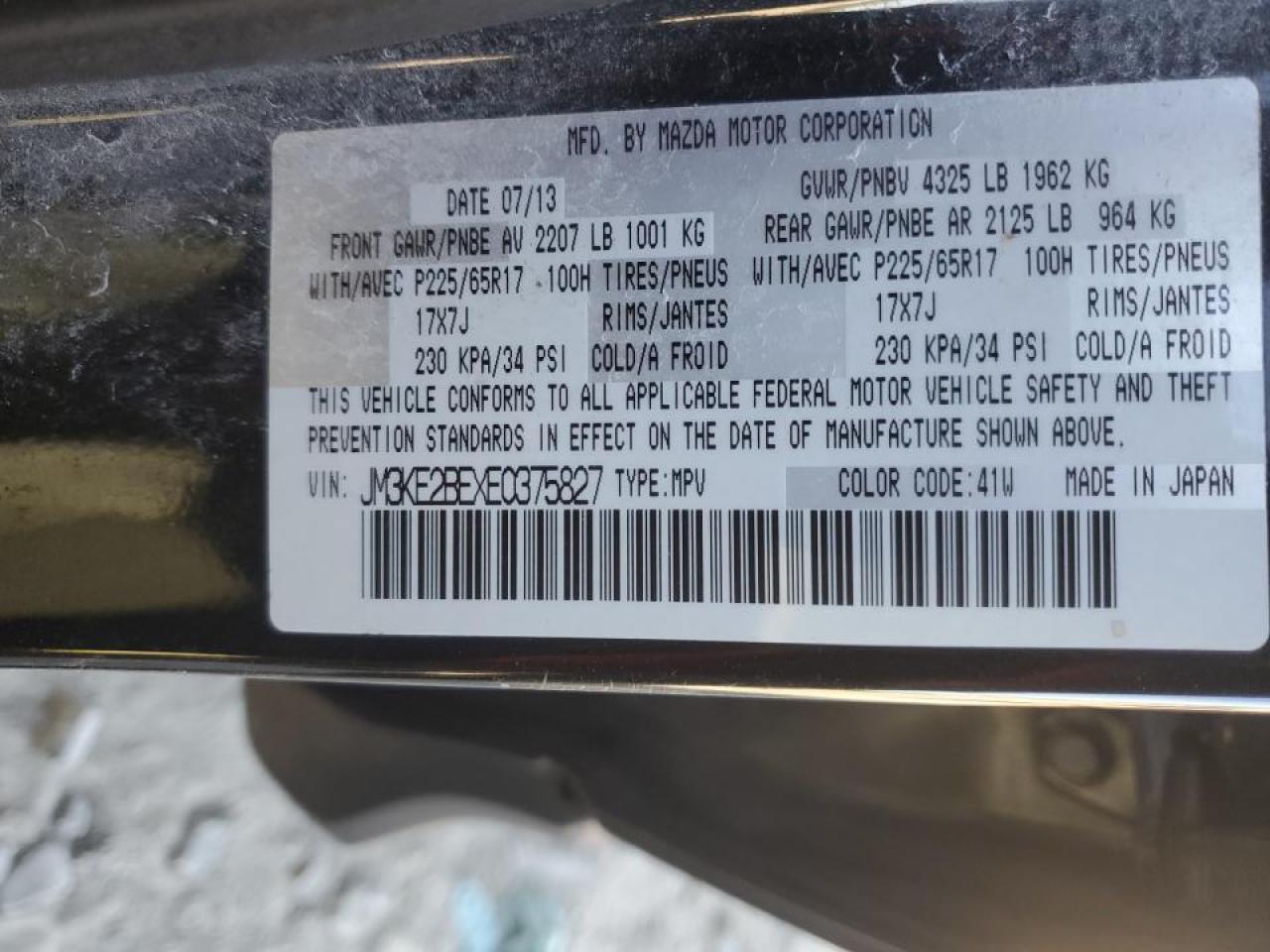 2014 Mazda Cx-5 Sport VIN: JM3KE2BEXE0375827 Lot: 82574375