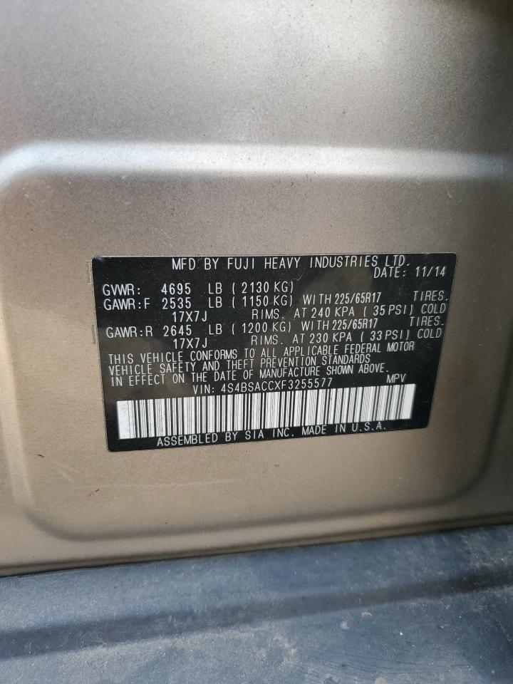 2015 Subaru Outback 2.5I Premium VIN: 4S4BSACCXF3255577 Lot: 82230735