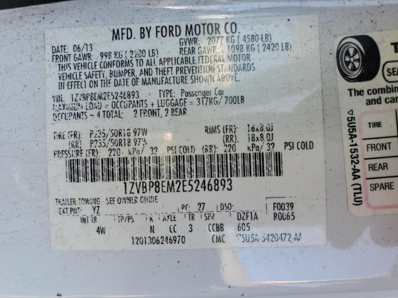 2014 Ford Mustang VIN: 1ZVBP8EM2E5246893 Lot: 85650195