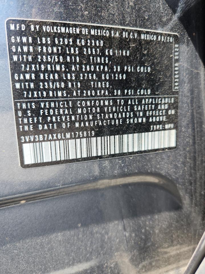 2020 Volkswagen Tiguan Se VIN: 3VV3B7AX6LM175819 Lot: 85106125