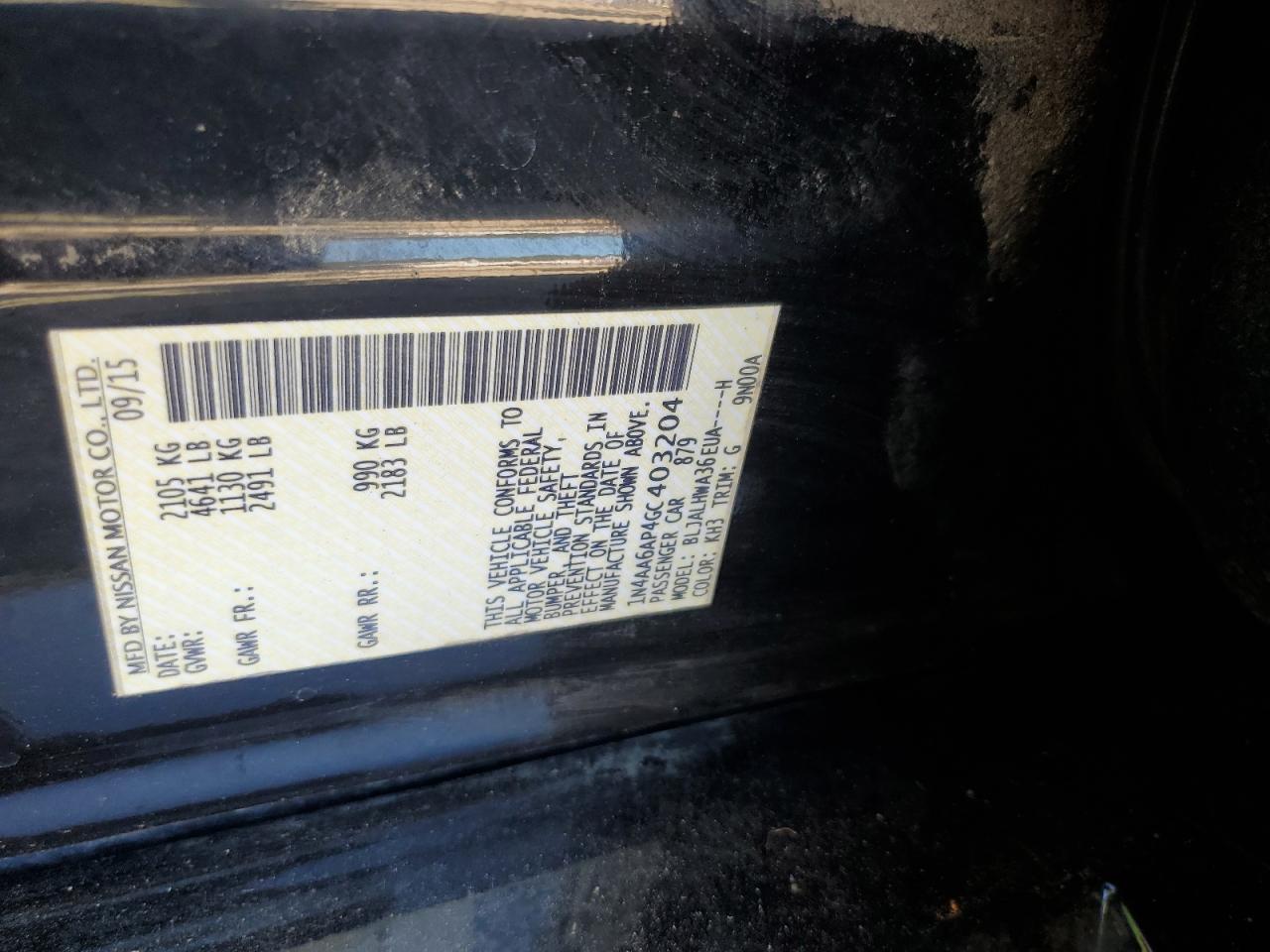 2016 Nissan Maxima 3.5S VIN: 1N4AA6AP4GC403204 Lot: 85001425