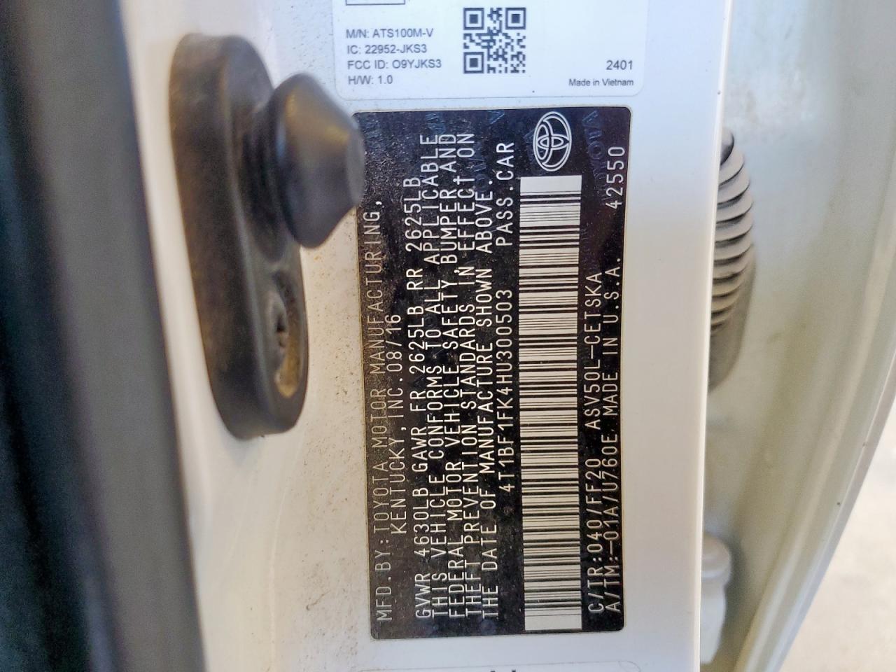 2017 Toyota Camry Le VIN: 4T1BF1FK4HU300503 Lot: 86433775