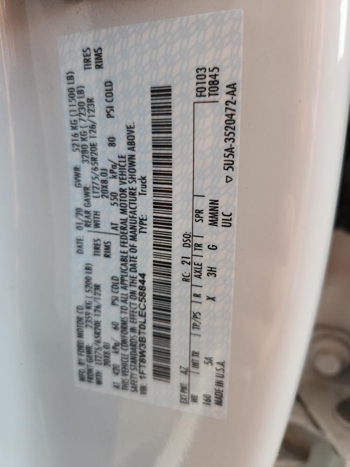 2020 Ford F350 Super Duty VIN: 1FT8W3BT0LEC58844 Lot: 86324975