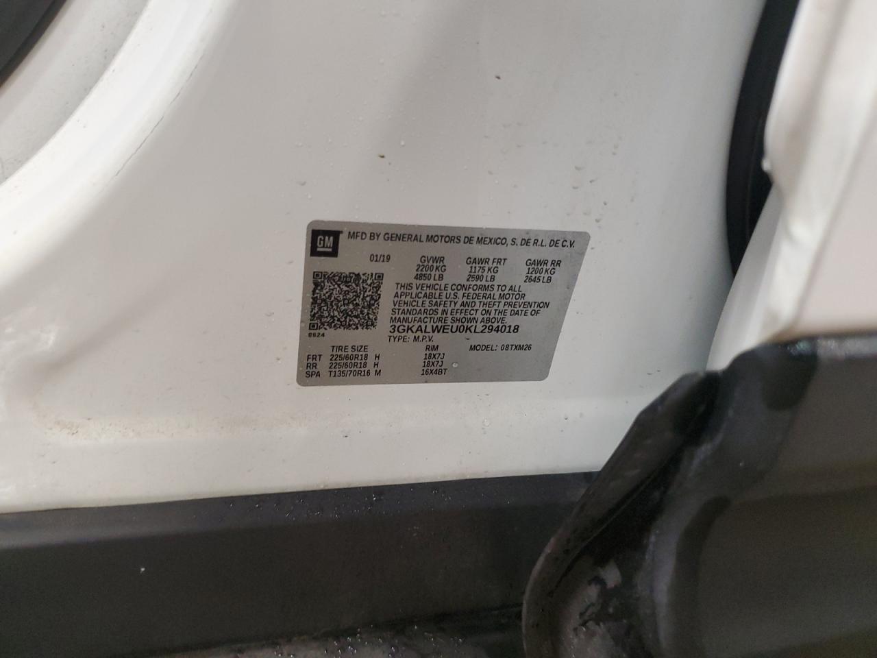 2019 GMC Terrain Slt VIN: 3GKALWEU0KL294018 Lot: 82441655