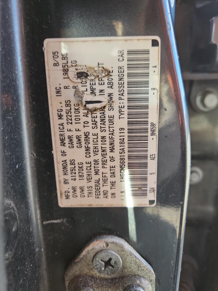 2005 Honda Accord Ex VIN: 1HGCM56815A184119 Lot: 82456435