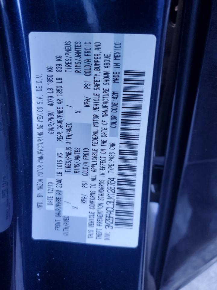 2020 Mazda 3 Select VIN: 3MZBPACL3LM128764 Lot: 85958015