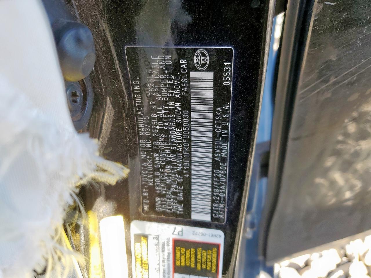 2015 Toyota Camry Le VIN: 4T1BF1FK0FU050030 Lot: 85103155