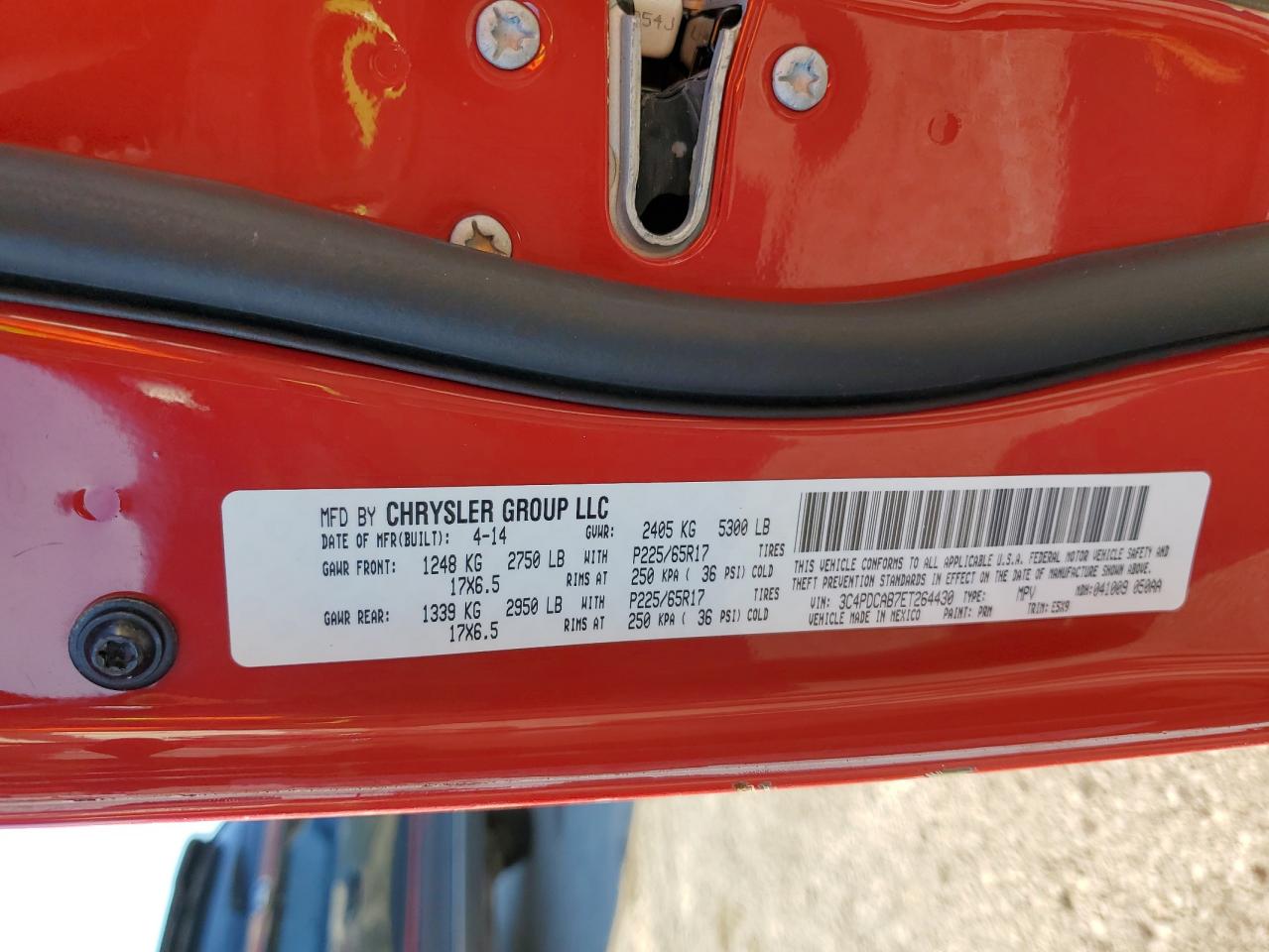 2014 Dodge Journey Se VIN: 3C4PDCAB7ET264430 Lot: 85391665