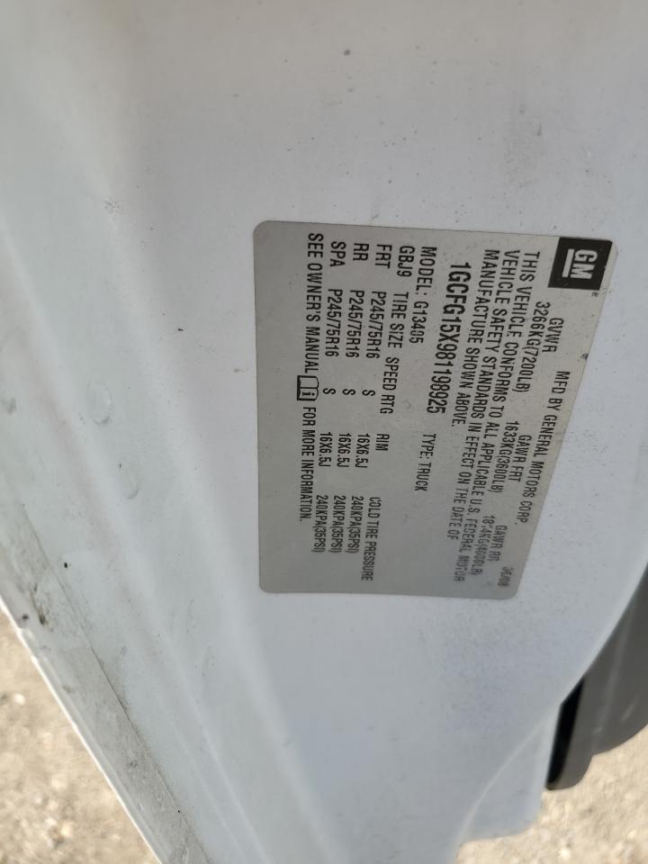 2008 Chevrolet Express 15 VIN: 1GCFG15X981198925 Lot: 81922715