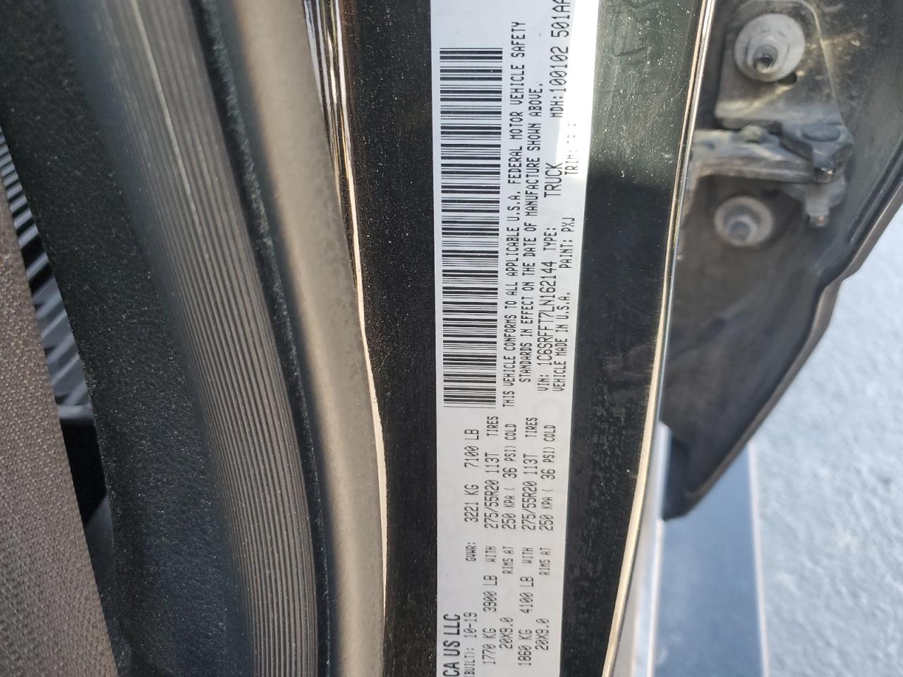 2020 Ram 1500 Big Horn/Lone Star VIN: 1C6SRFFT7LN162144 Lot: 84997035