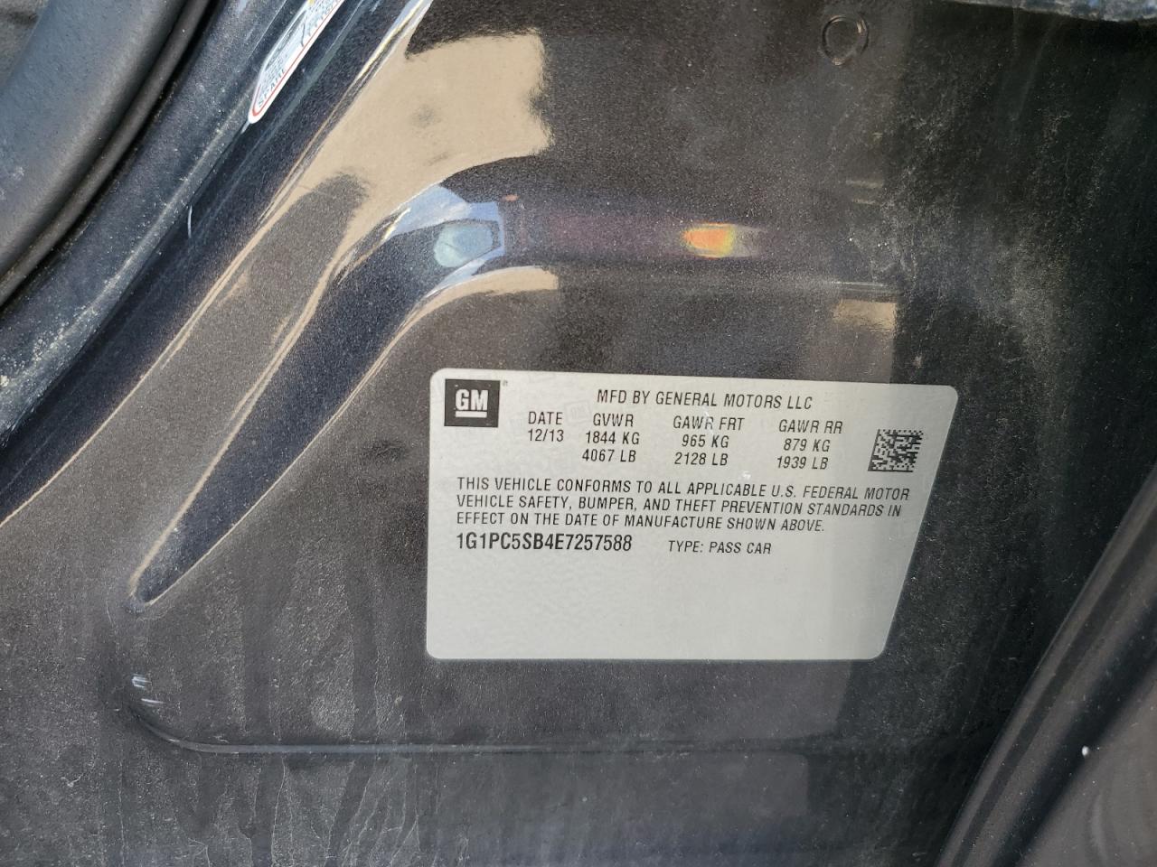 2014 Chevrolet Cruze Lt VIN: 1G1PC5SB4E7257588 Lot: 82199675