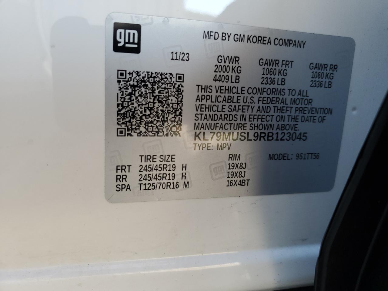 2024 Chevrolet Trailblazer Rs VIN: KL79MUSL9RB123045 Lot: 85915595