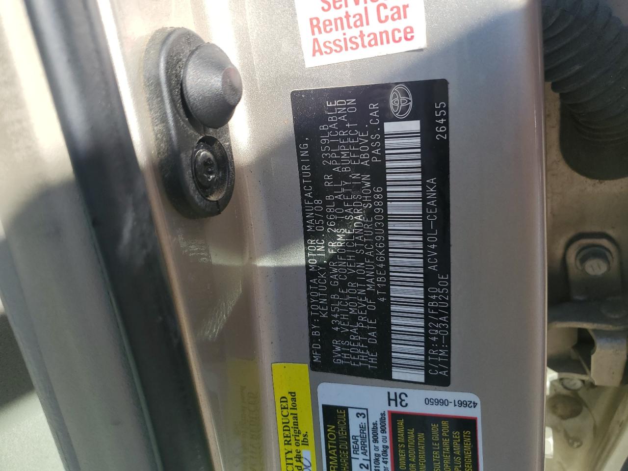 2009 Toyota Camry Base VIN: 4T1BE46K69U309886 Lot: 82439995