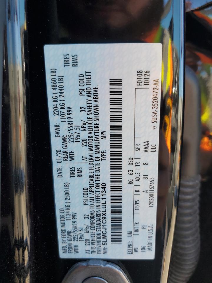 2020 Lincoln Corsair VIN: 5LMCJ1C9XLUL11340 Lot: 85690185