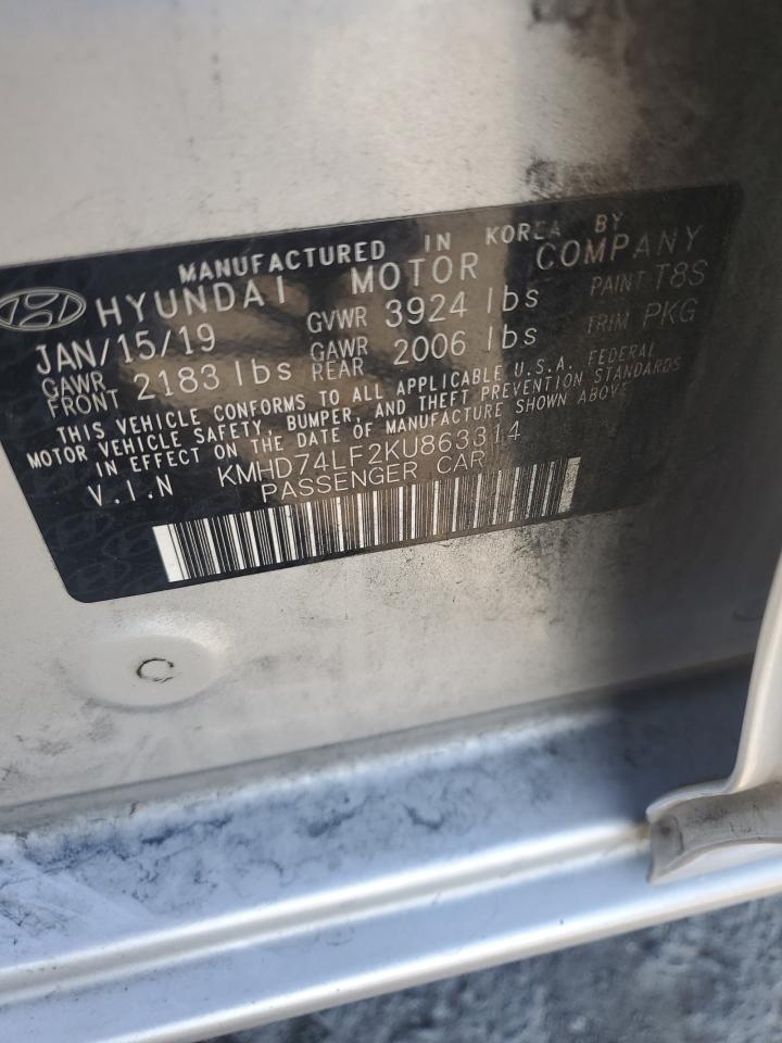 2019 Hyundai Elantra Se VIN: KMHD74LF2KU863314 Lot: 84723575