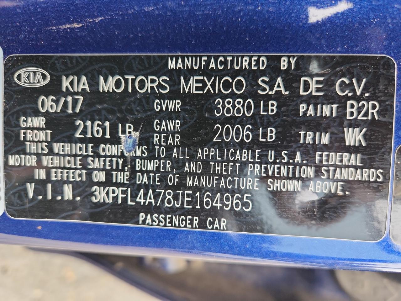 2018 Kia Forte Lx VIN: 3KPFL4A78JE164965 Lot: 89904925