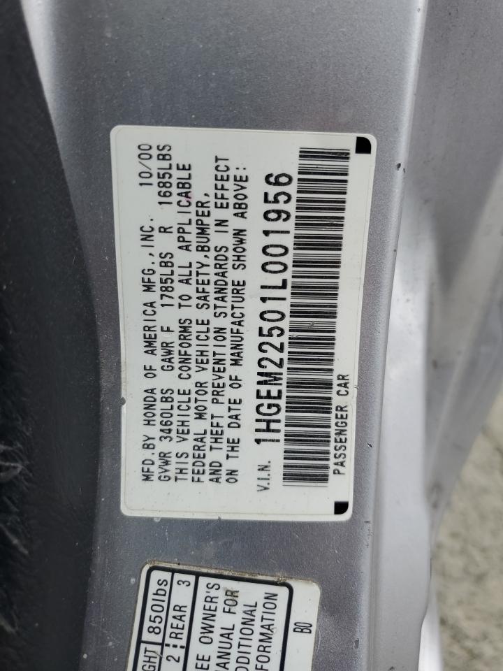 2001 Honda Civic Lx VIN: 1HGEM22501L001956 Lot: 82366395