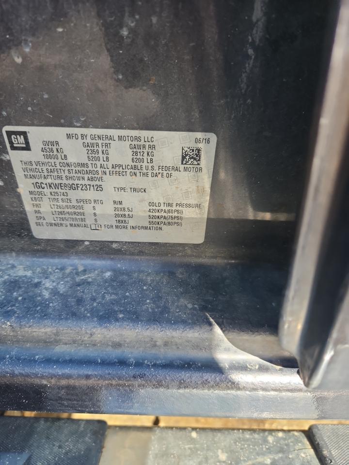 2016 Chevrolet Silverado K2500 Heavy Duty Ltz VIN: 1GC1KWE89GF237125 Lot: 85521385