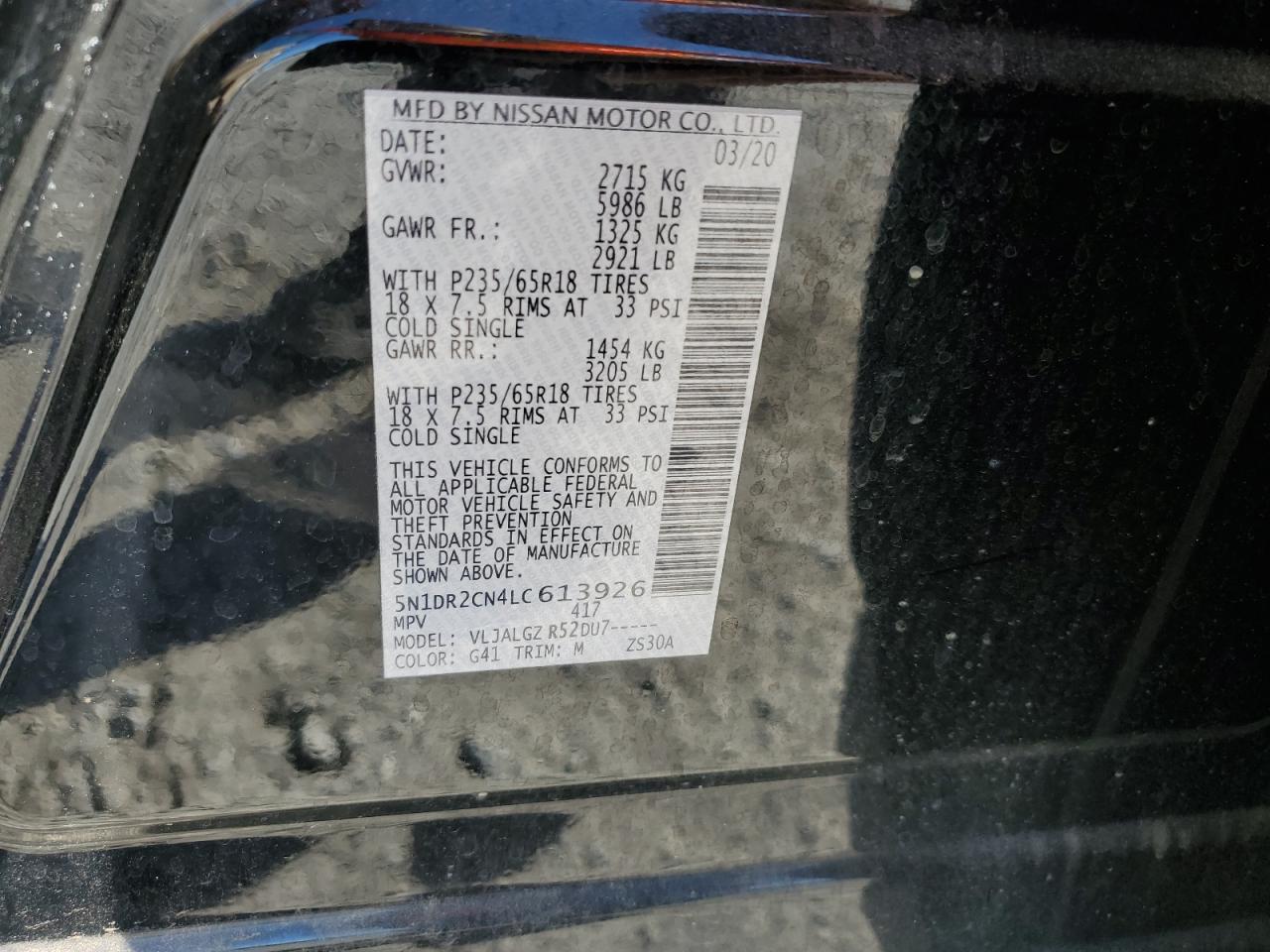 2020 Nissan Pathfinder Sl VIN: 5N1DR2CN4LC613926 Lot: 82267795