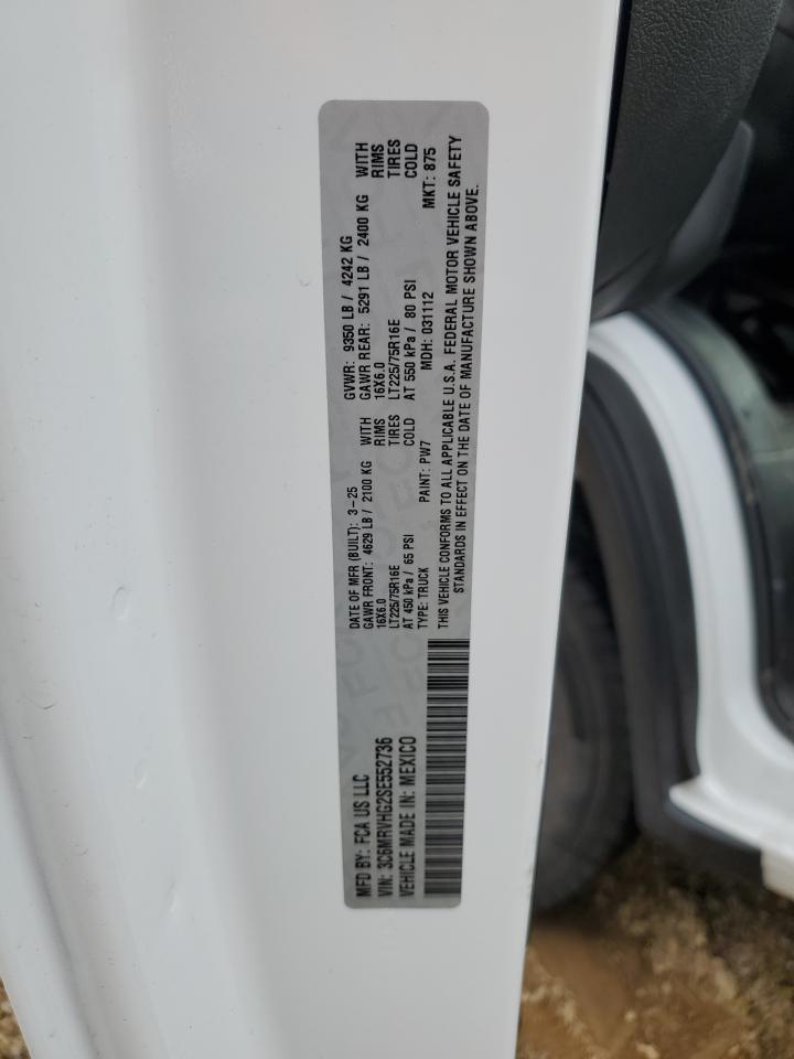 2025 Ram Promaster 3500 3500 High VIN: 3C6MRVHG2SE552736 Lot: 86774105