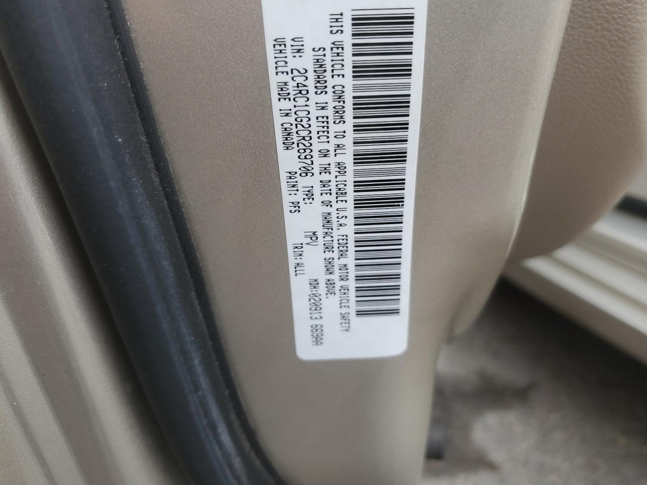 2012 Chrysler Town-Count VIN: 2C4RC1CG2CR269706 Lot: 82333025