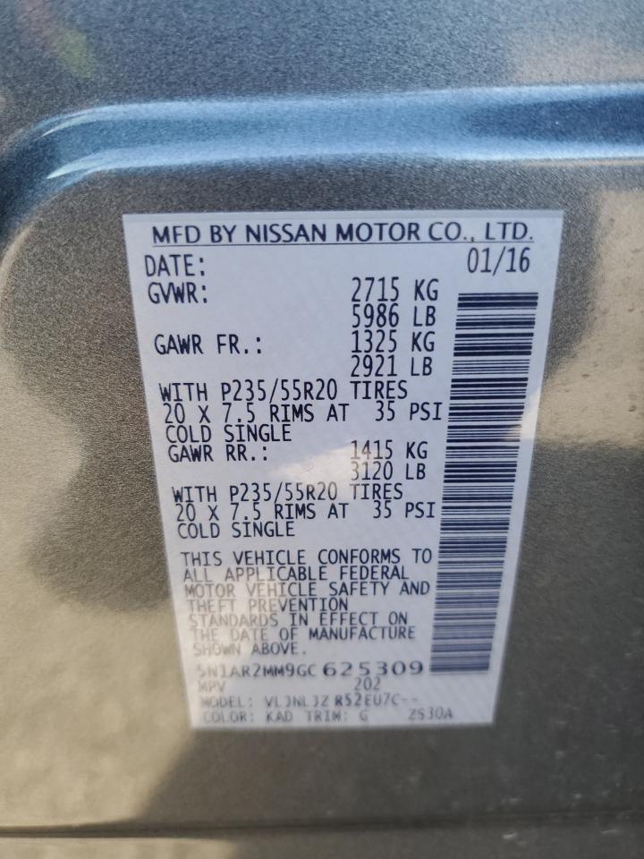 2016 Nissan Pathfinder S VIN: 5N1AR2MM9GC625309 Lot: 85761345