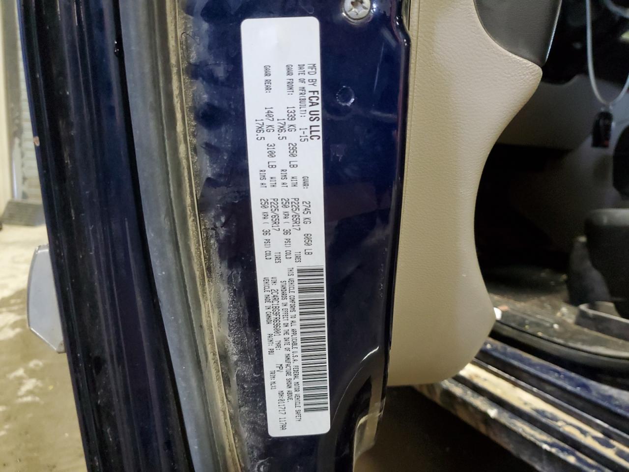 2015 Chrysler Town & Country Touring VIN: 2C4RC1BG9FR696001 Lot: 85913625