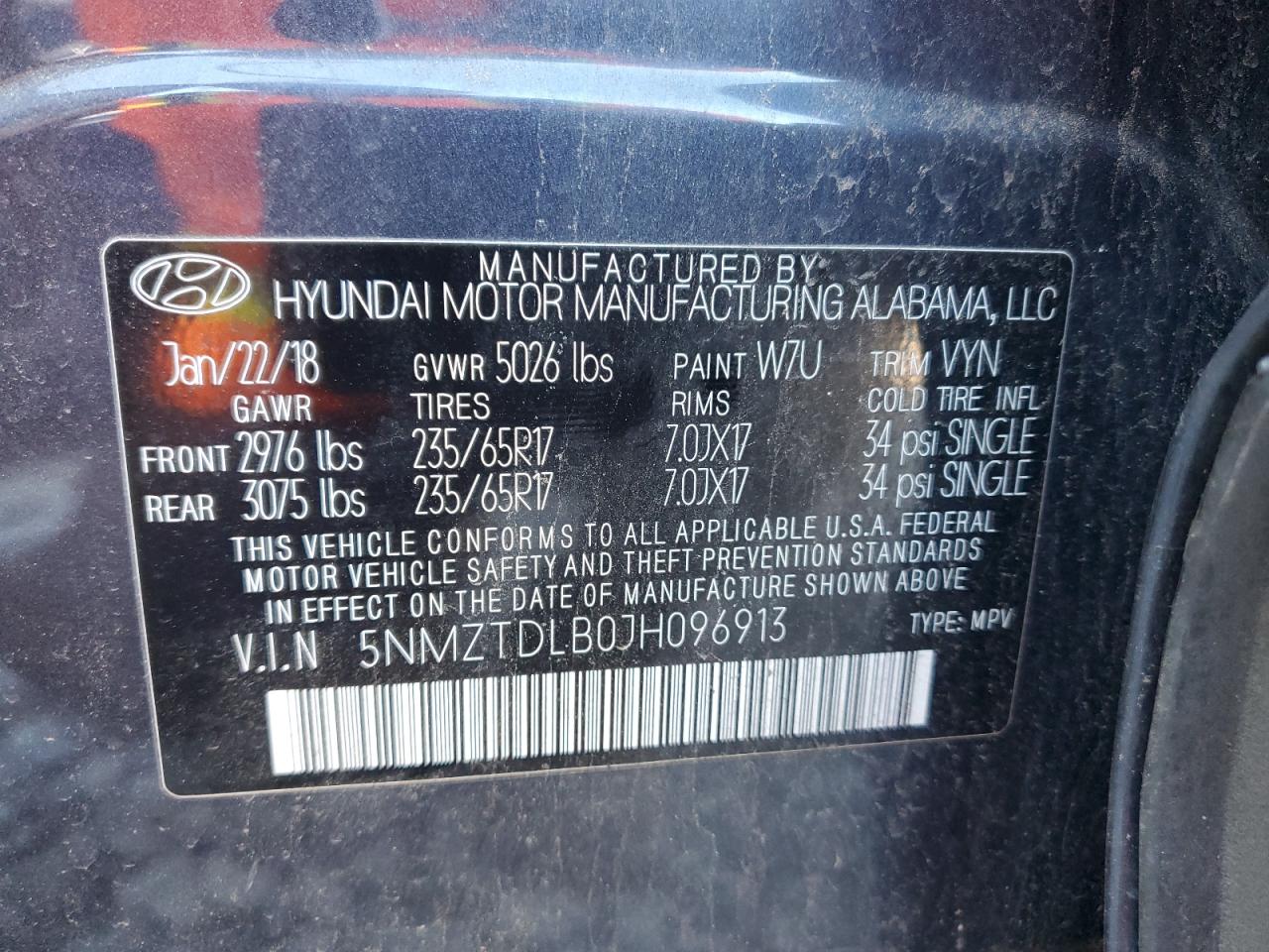 2018 Hyundai Santa Fe Sport VIN: 5NMZTDLB0JH096913 Lot: 83806495