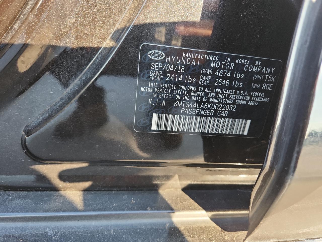 2019 Genesis G70 Prestige VIN: KMTG44LA6KU022032 Lot: 84781315