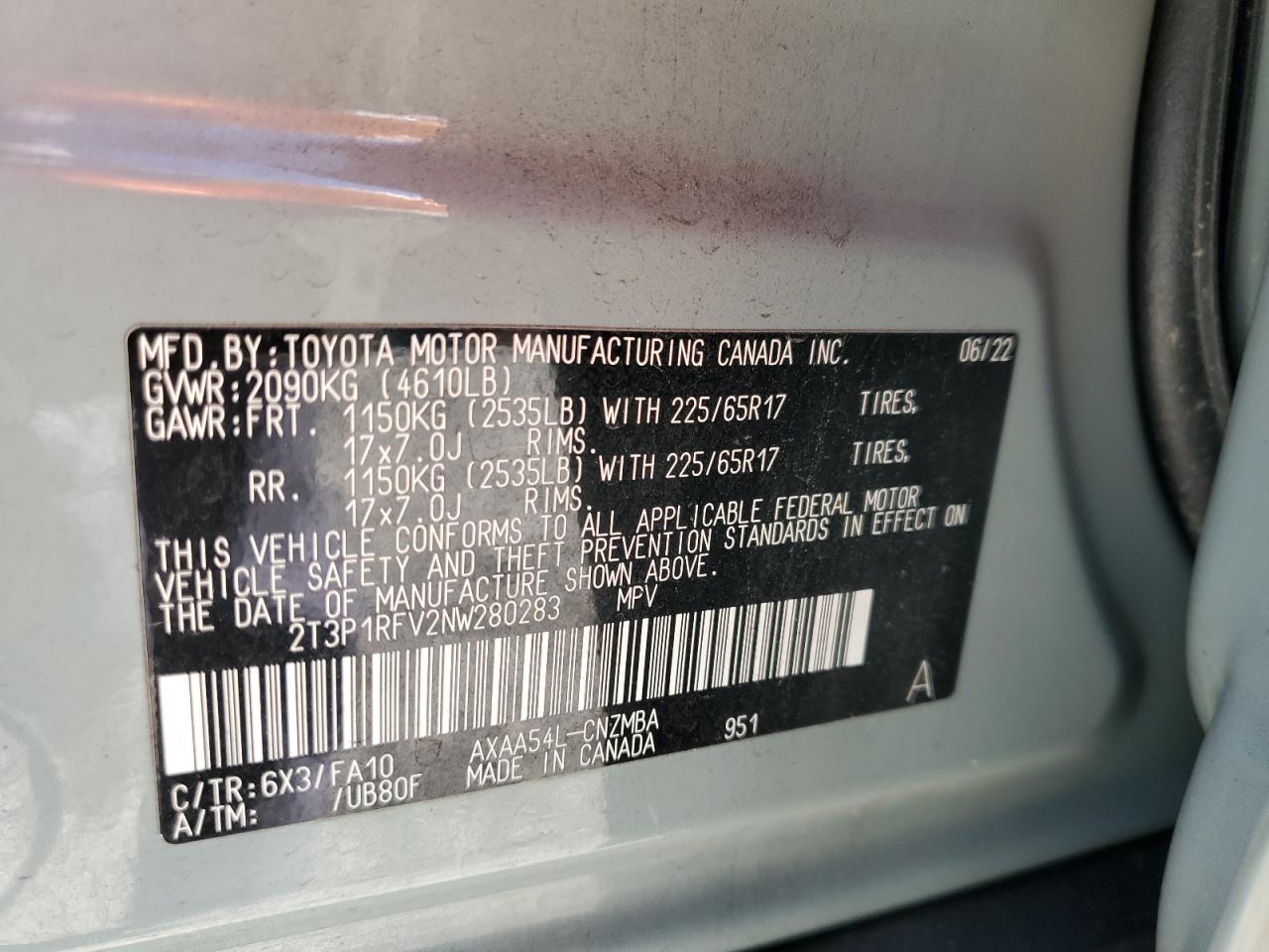 2022 Toyota Rav4 Xle VIN: 2T3P1RFV2NW280283 Lot: 90380305