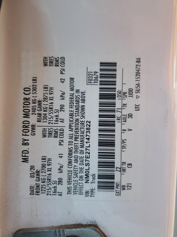 2020 Ford Transit Connect Xl VIN: NM0LS7E27L1473822 Lot: 86669645