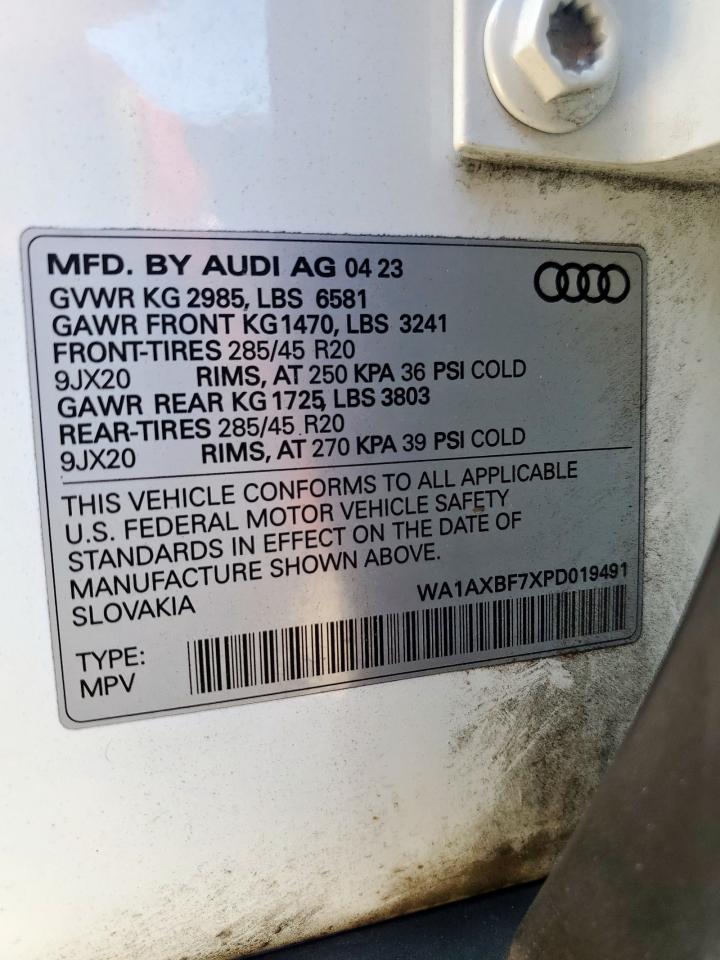 2023 Audi Q7 Premium VIN: WA1AXBF7XPD019491 Lot: 85287805