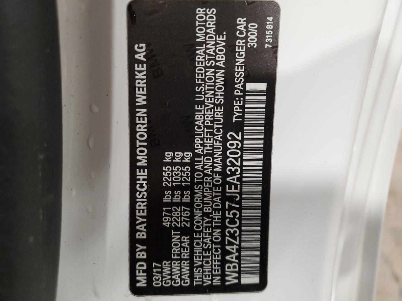 2018 BMW 430Xi VIN: WBA4Z3C57JEA32092 Lot: 83962515