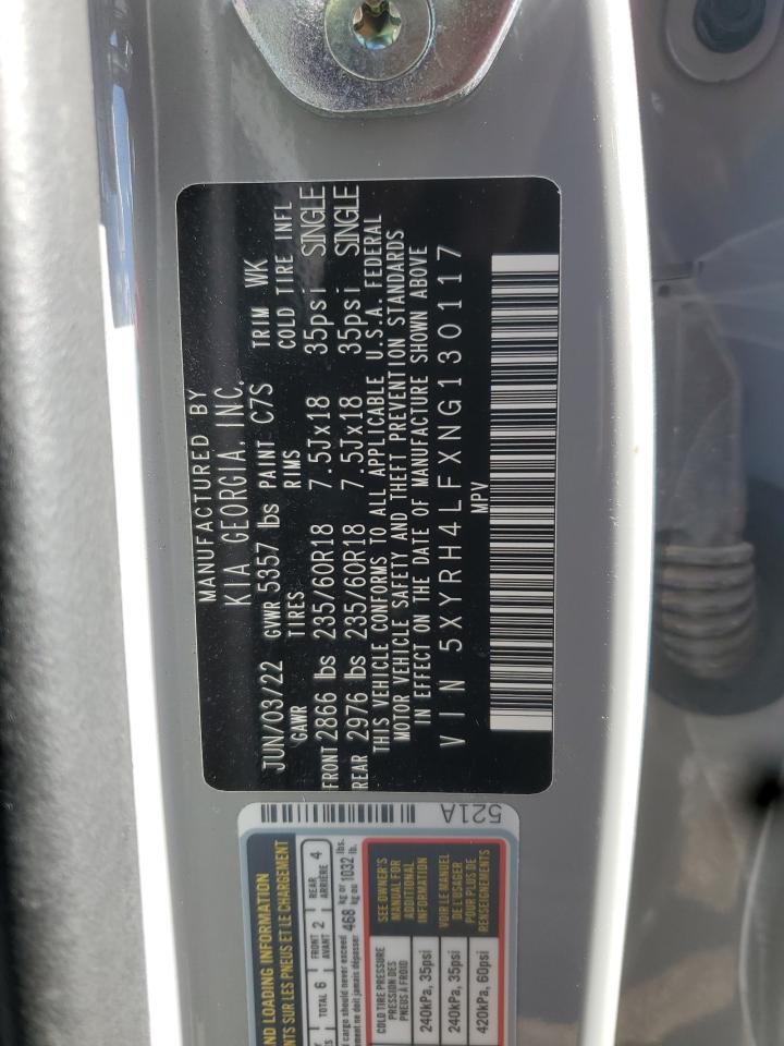 2022 Kia Sorento Ex VIN: 5XYRH4LFXNG130117 Lot: 89679085