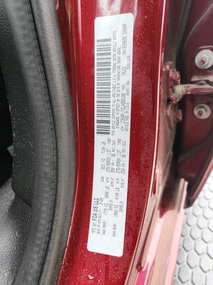 2020 Ram 1500 Laramie VIN: 1C6SRFJT2LN283185 Lot: 90069665