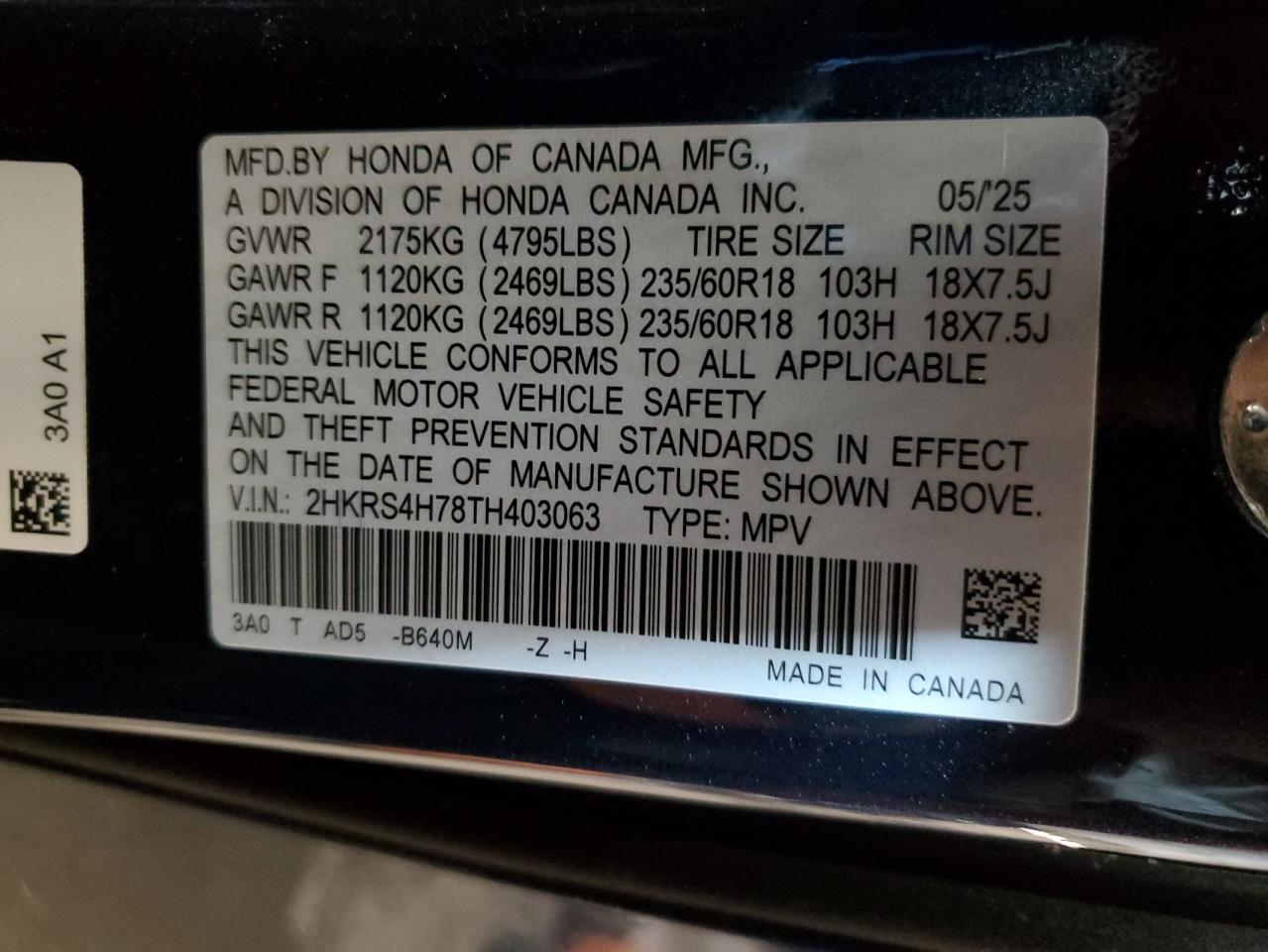 2026 Honda Cr-V Exl VIN: 2HKRS4H78TH403063 Lot: 86193065