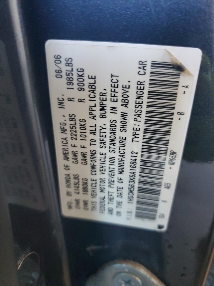 2006 Honda Accord Se VIN: 1HGCM563X6A168412 Lot: 85580615