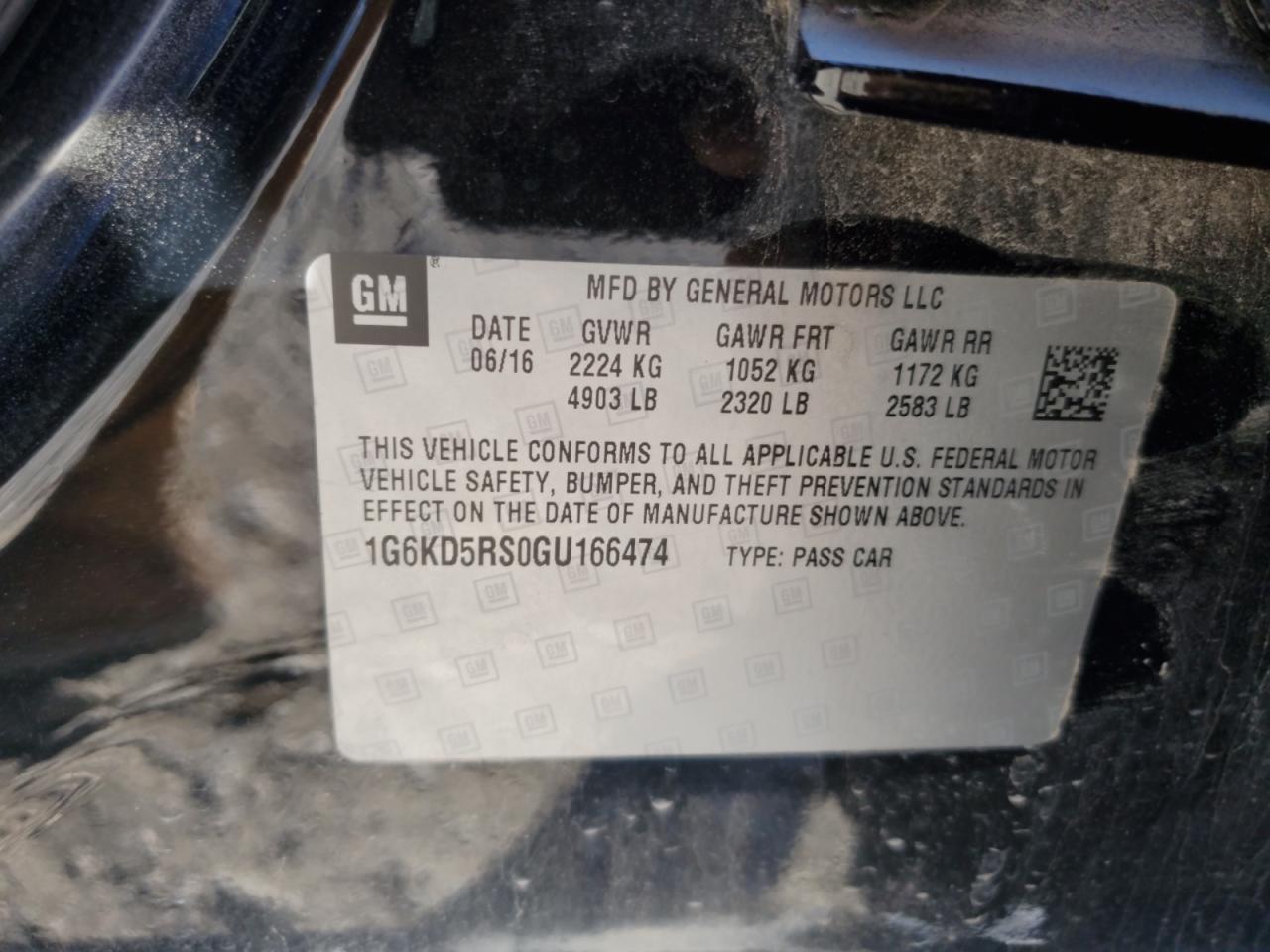 2016 Cadillac Ct6 Luxury VIN: 1G6KD5RS0GU166474 Lot: 90285445