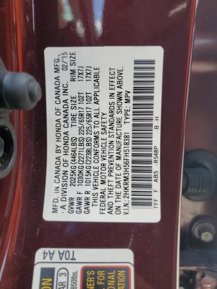 2015 Honda Cr-V Ex VIN: 2HKRM3H56FH518381 Lot: 84800425