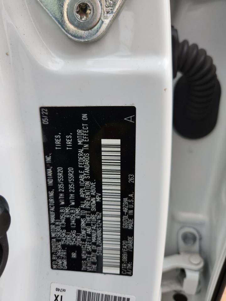 2022 Toyota Highlander Xse VIN: 5TDLZRAH8NS124162 Lot: 85269775